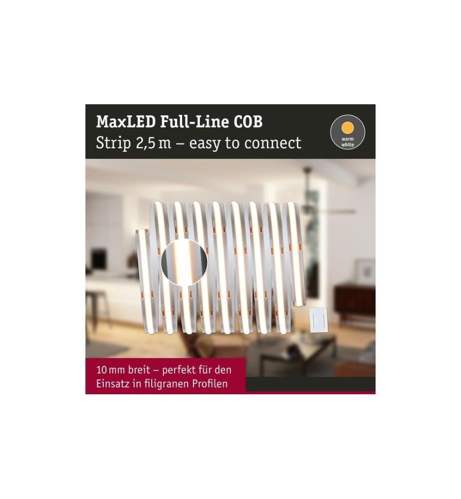 PAULMANN - LED-Stripe MaxLED 500 Einzelstripe COB, 2700K, 2.5m, Silber