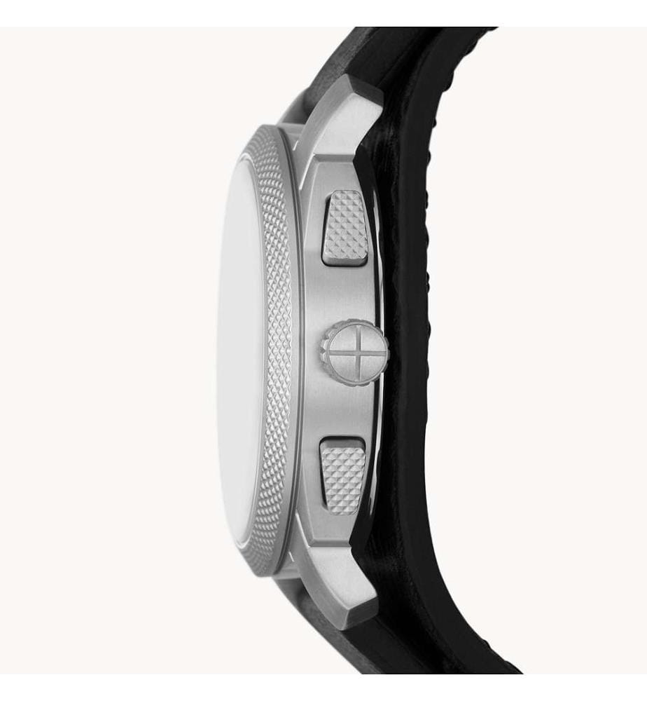Montre en Cuir Chronograph - Brun et Argenté