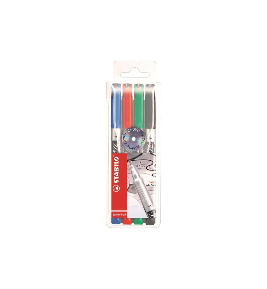 STABILO - Marqueur indélébile Write-4-all F, 4 pièces