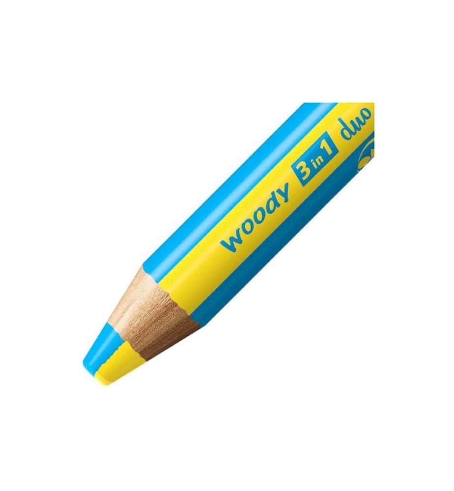 STABILO - Crayons de couleur Box Woody 3 en 1 duo, 6 pièces