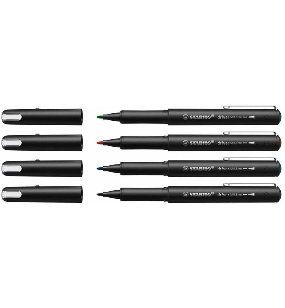 STABILO - Crayon feutre Driver medium 0.8 mm, étui de 4 pièces