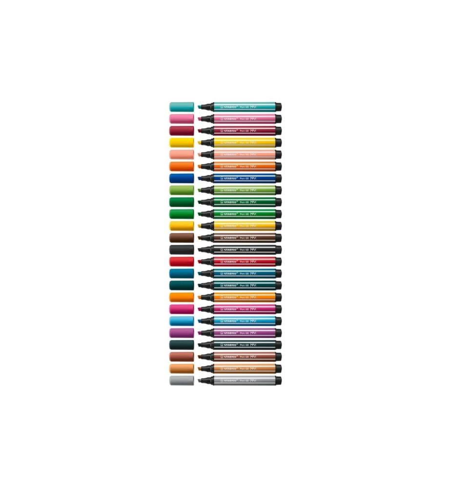 STABILO - Crayon feutre Pen 68 MAX Vert émeraude, 5 pièces
