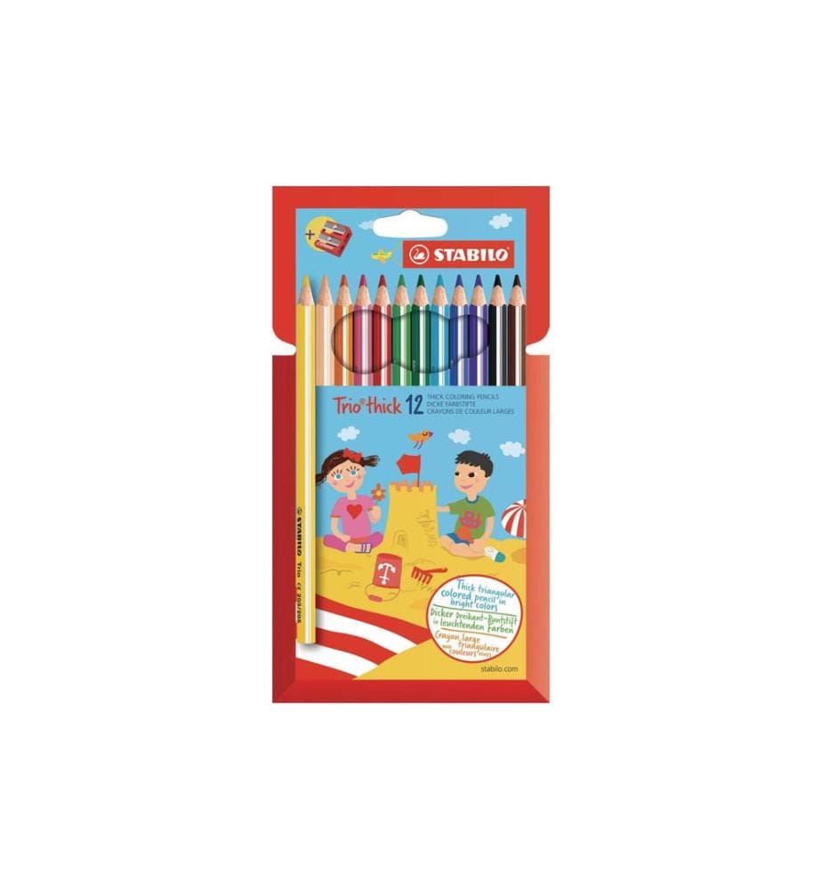 STABILO - Crayons de couleur Trio épais 12 pièces