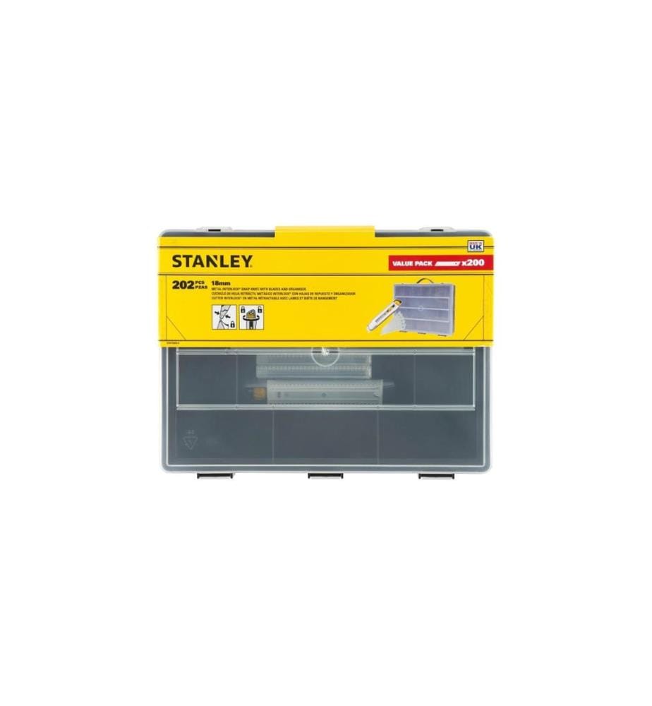 STANLEY - Cutter 18 mm avec 200 lames en boîte d'assortiment