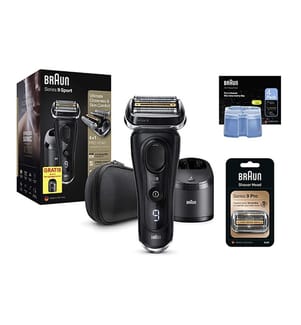 Series 9 Sport, 9352cc Electric Shaver with Cleaning Station + 1 x 94M Replacement Shaving Head + 4 x 3-in-1 ShaverCare Cleaning Cartridges - Black