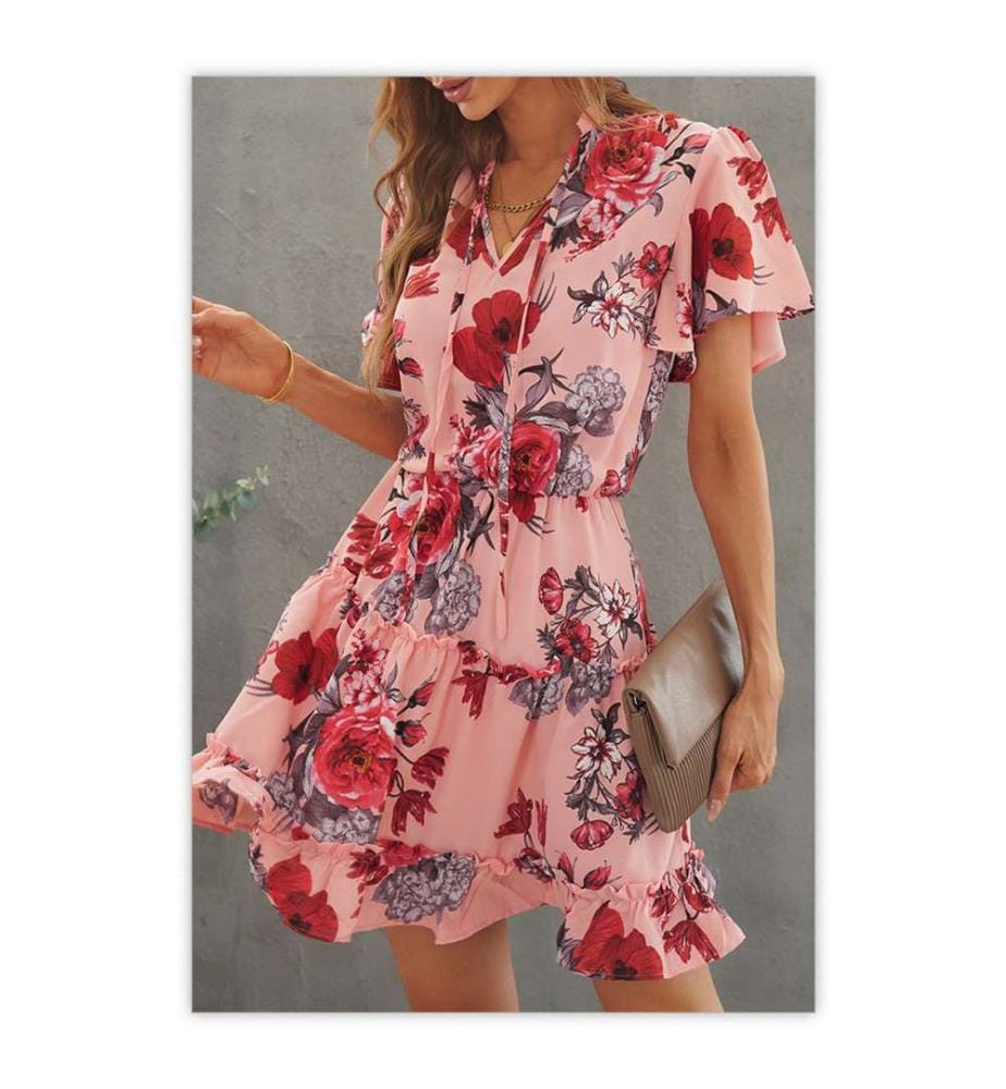 Rosa Kleid mit Blumenimitat
