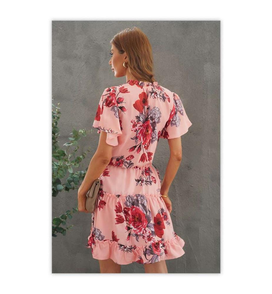 Rosa Kleid mit Blumenimitat
