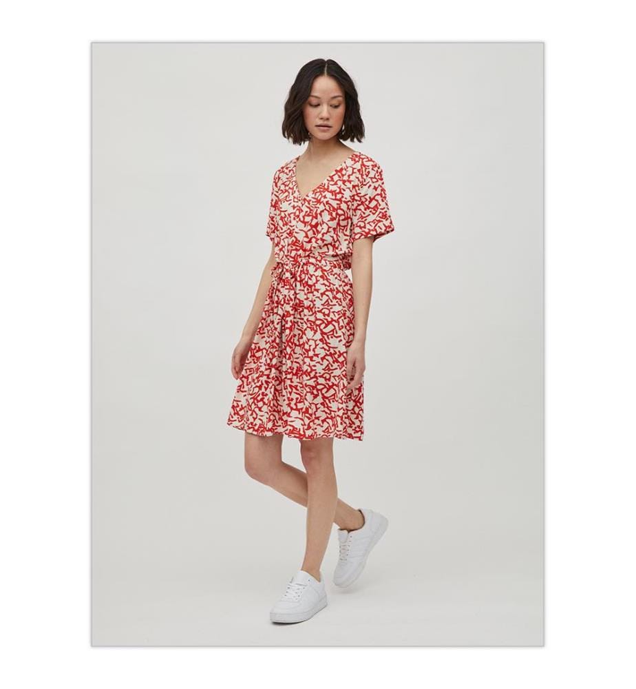 Kleid Lise - Rot und Creme