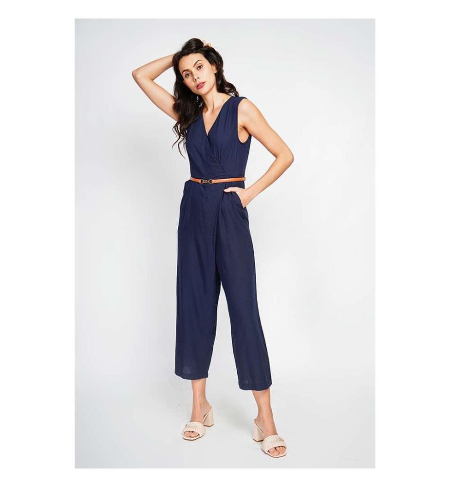Crossover Trapez-Overall mit Seitentaschen - Blau-Marine