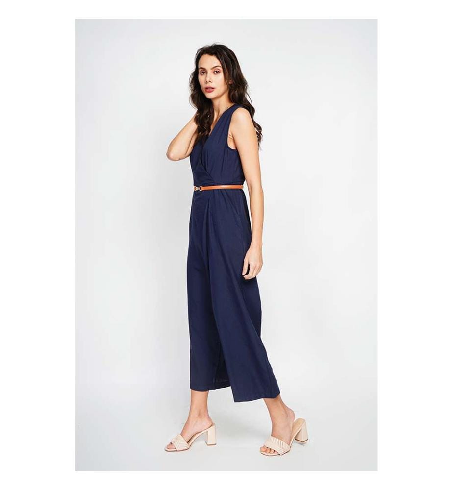 Crossover Trapez-Overall mit Seitentaschen - Blau-Marine