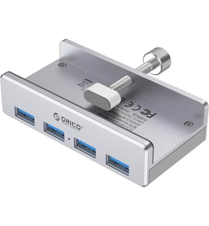 USB 3.0 Hub, 4 USB Port Multiport 5 Gbps Data Transmission, 1.5M Long cable, Clip Hub for monitors - Silver