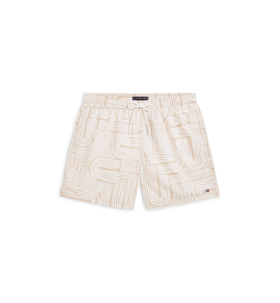 Badeshorts - Beige und Weiss