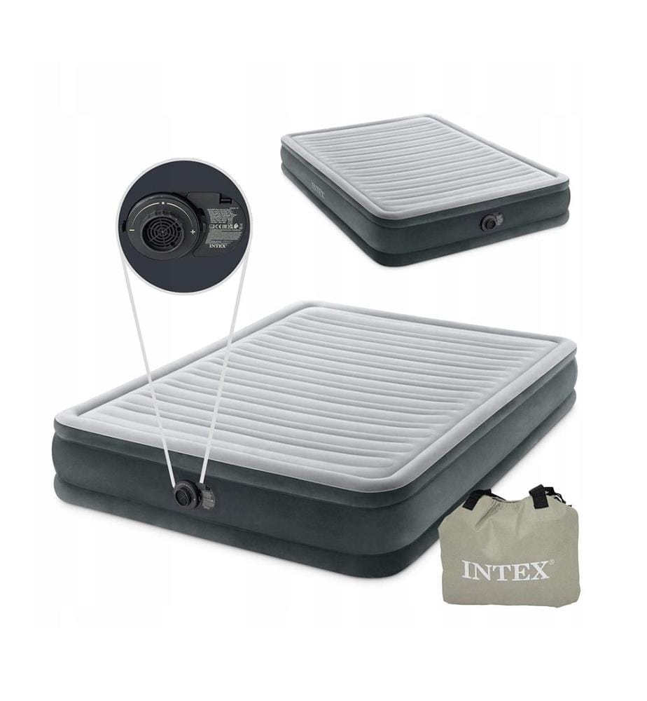 Materasso Gonfiabile Durabeam Deluxe Queen - 2 Persone - 203 x 152 x 33 cm - Grigio