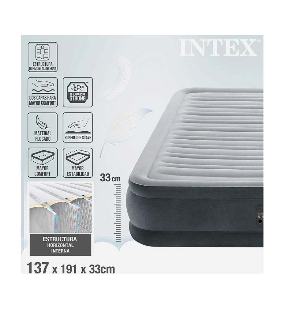 Luftmatratze Durabeam Comfort - 2 Personen - 191 x 137 x 33 cm - Grau