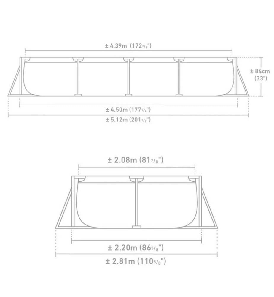 Swimmingpool Metal Frame Junior Rechteckig - 4,50 x 2,20 x 0,84 m