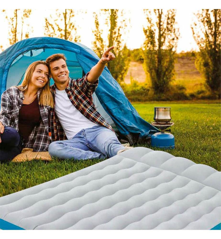 Matelas gonflable camping 2 personnes 1,93 x 1,27 x 0,24 m - Gris Clair