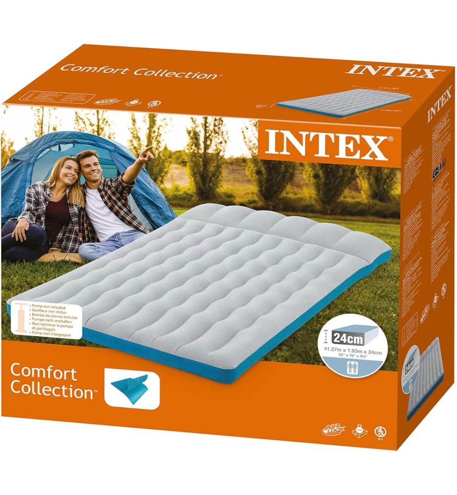 Matelas gonflable camping 2 personnes 1,93 x 1,27 x 0,24 m - Gris Clair