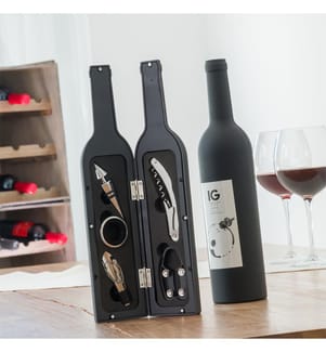 Set Wine Case Bottle 5 Pieces - Black