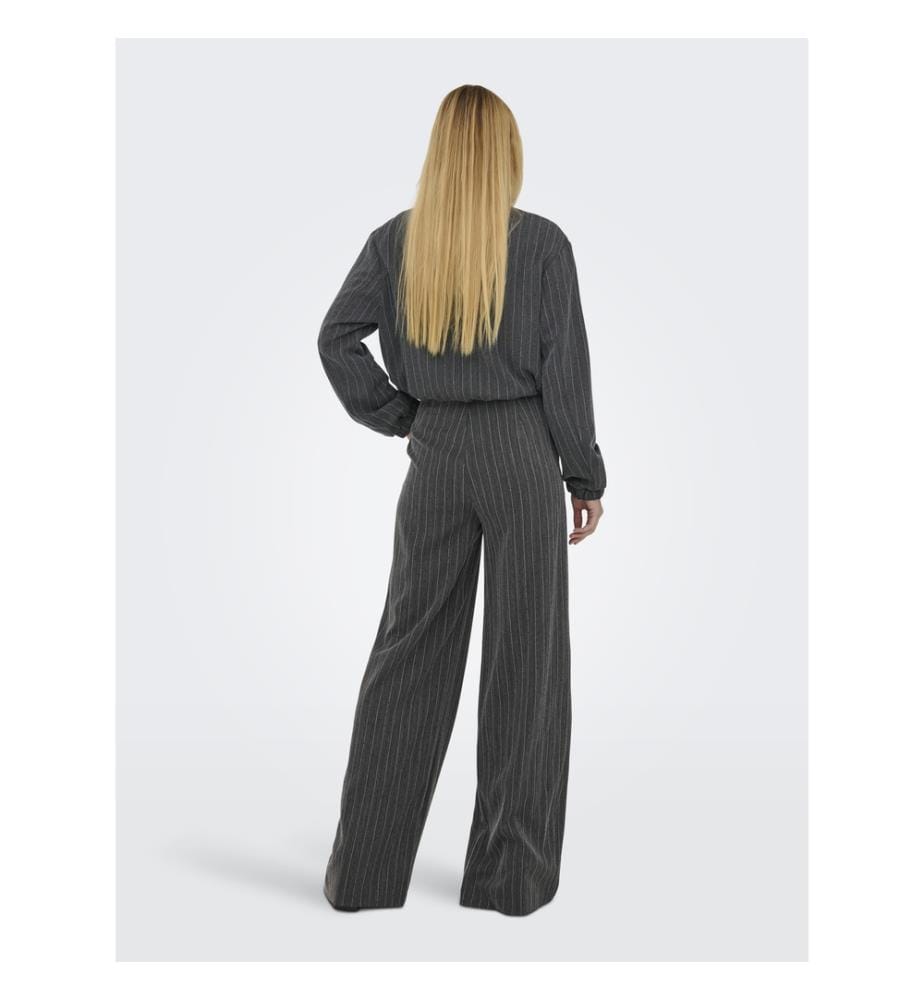 Hose - Dunkelgrauer Melange-Pinstrip mit Strass