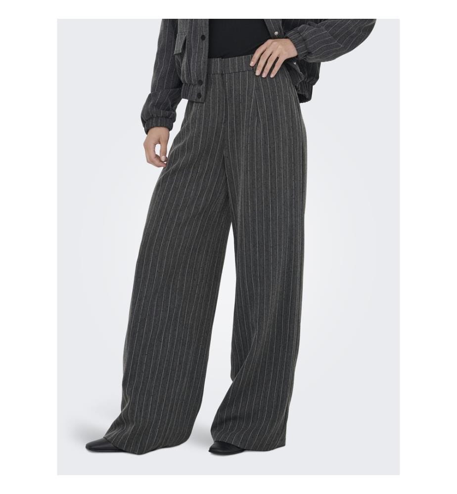 Hose - Dunkelgrauer Melange-Pinstrip mit Strass