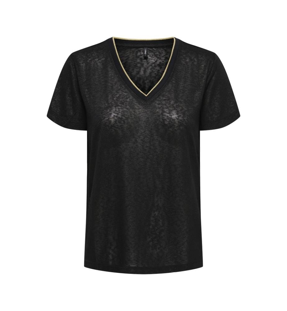 Top - Scollo nero con glitter oro chiaro