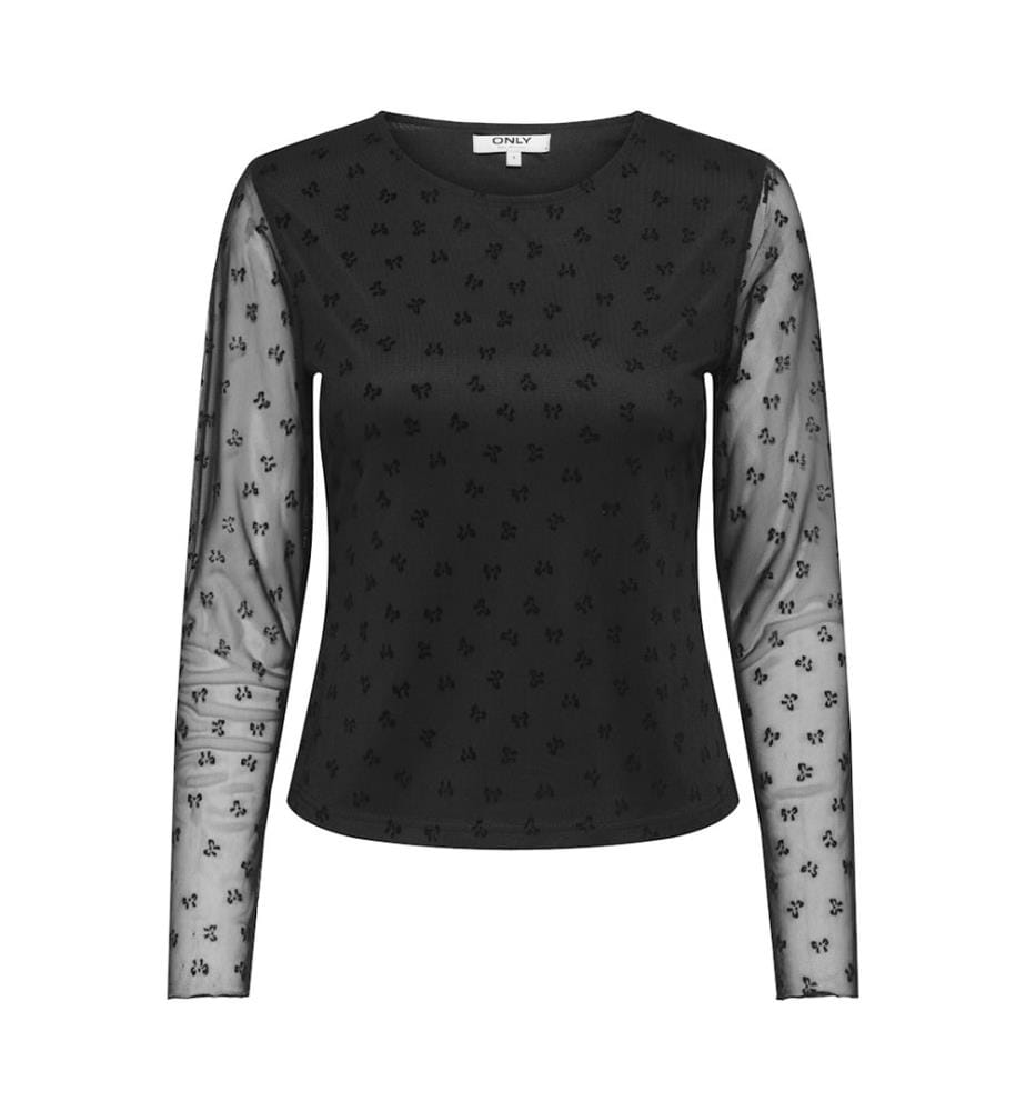 Top - Black W. Black Flock Bows