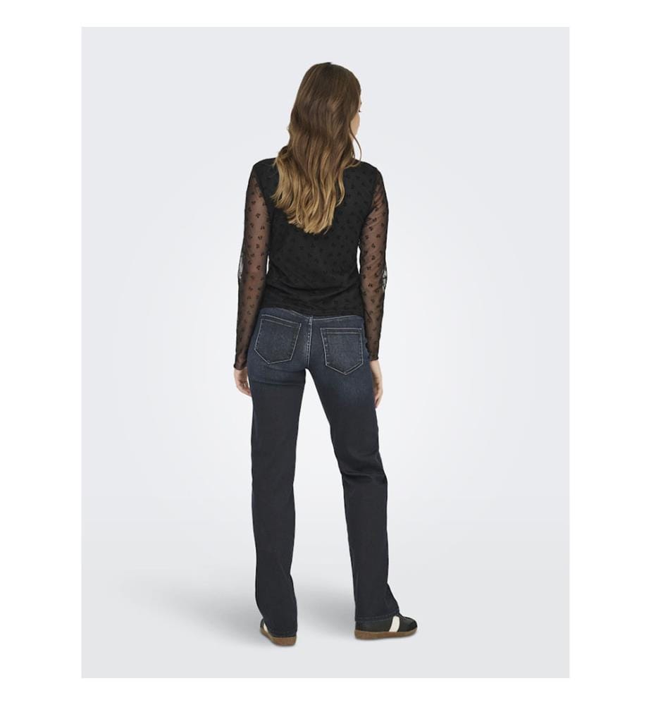 Top - Black W. Black Flock Bows