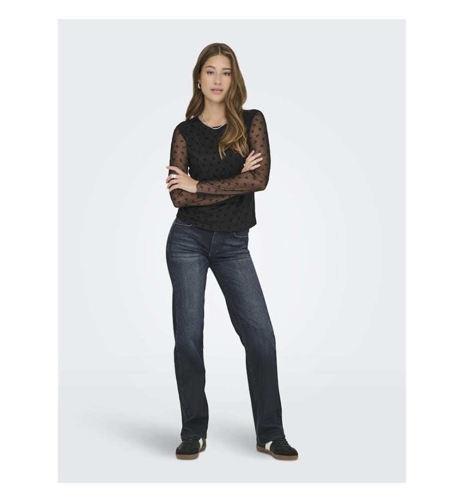 Top - Black W. Black Flock Bows