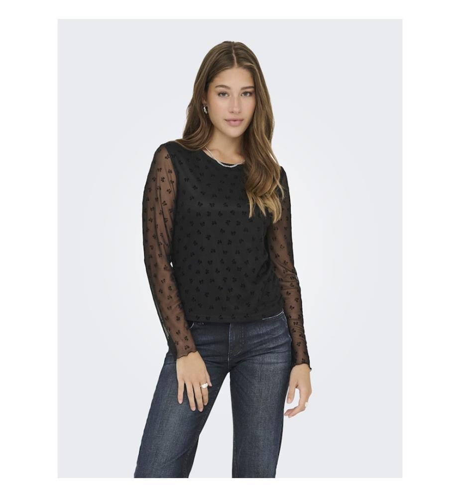 Top - Black W. Black Flock Bows