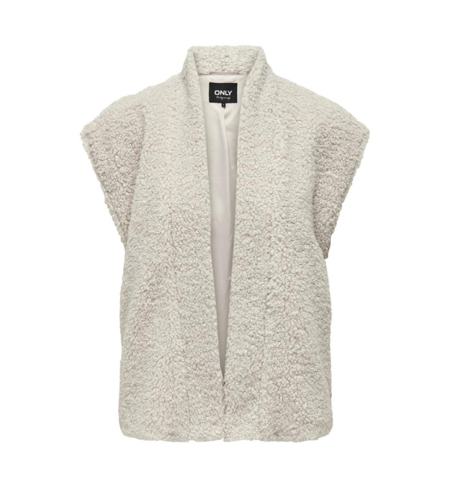 Ärmellose Weste im Teddy-Look – Steinbeige