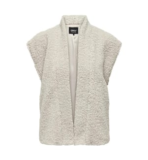 Ärmellose Weste im Teddy-Look – Steinbeige