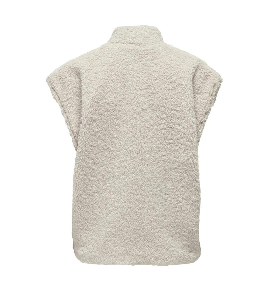 Ärmellose Weste im Teddy-Look – Steinbeige