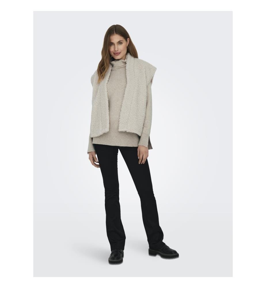 Ärmellose Weste im Teddy-Look – Steinbeige