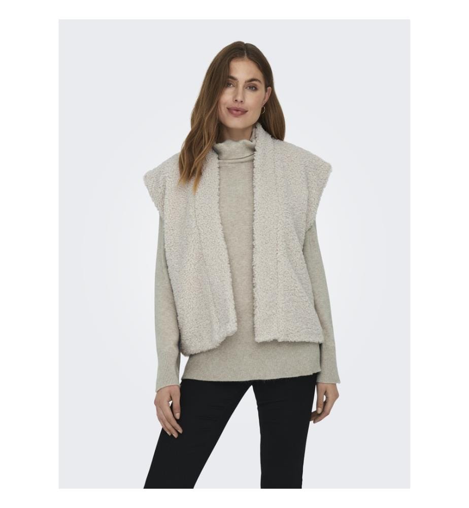 Ärmellose Weste im Teddy-Look – Steinbeige