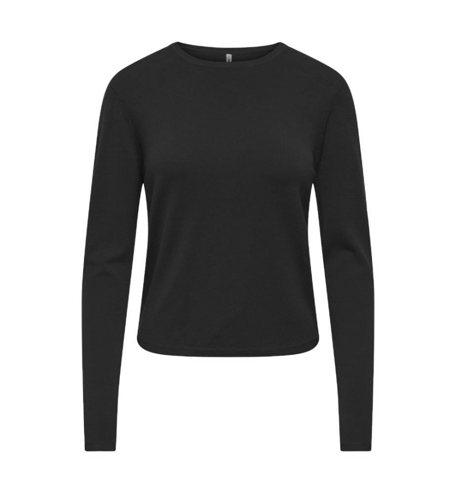Pull à manches longues avec détail au col rond - Noir
