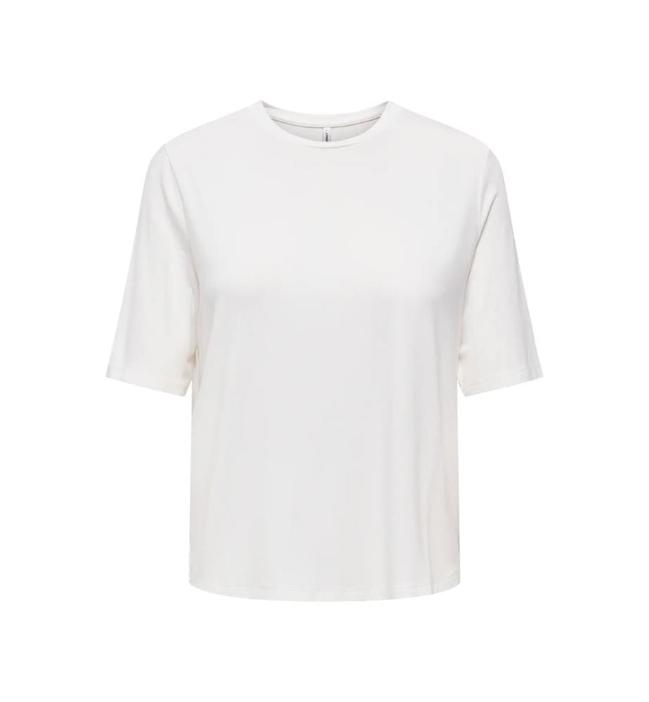 Kurzärmeliges T-Shirt mit Rundhalsausschnitt aus Bambus – Weiss