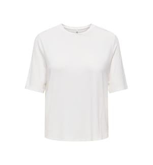 Kurzärmeliges T-Shirt mit Rundhalsausschnitt aus Bambus – Weiss