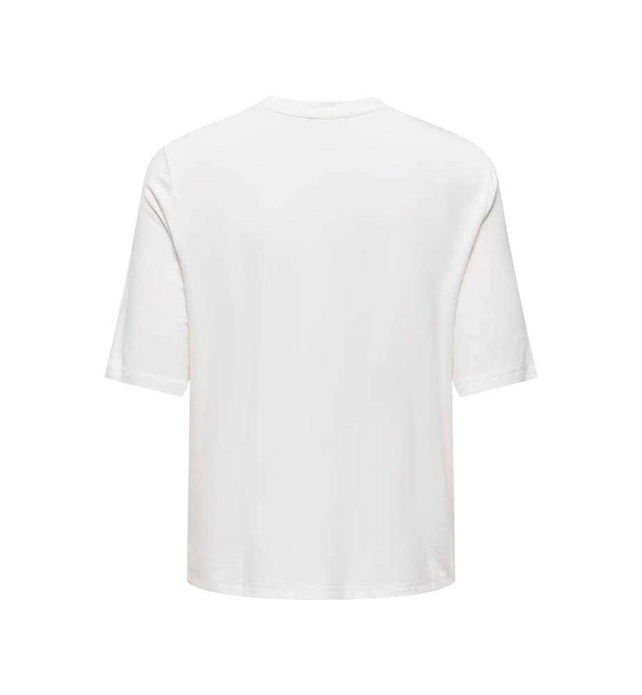 Kurzärmeliges T-Shirt mit Rundhalsausschnitt aus Bambus – Weiss