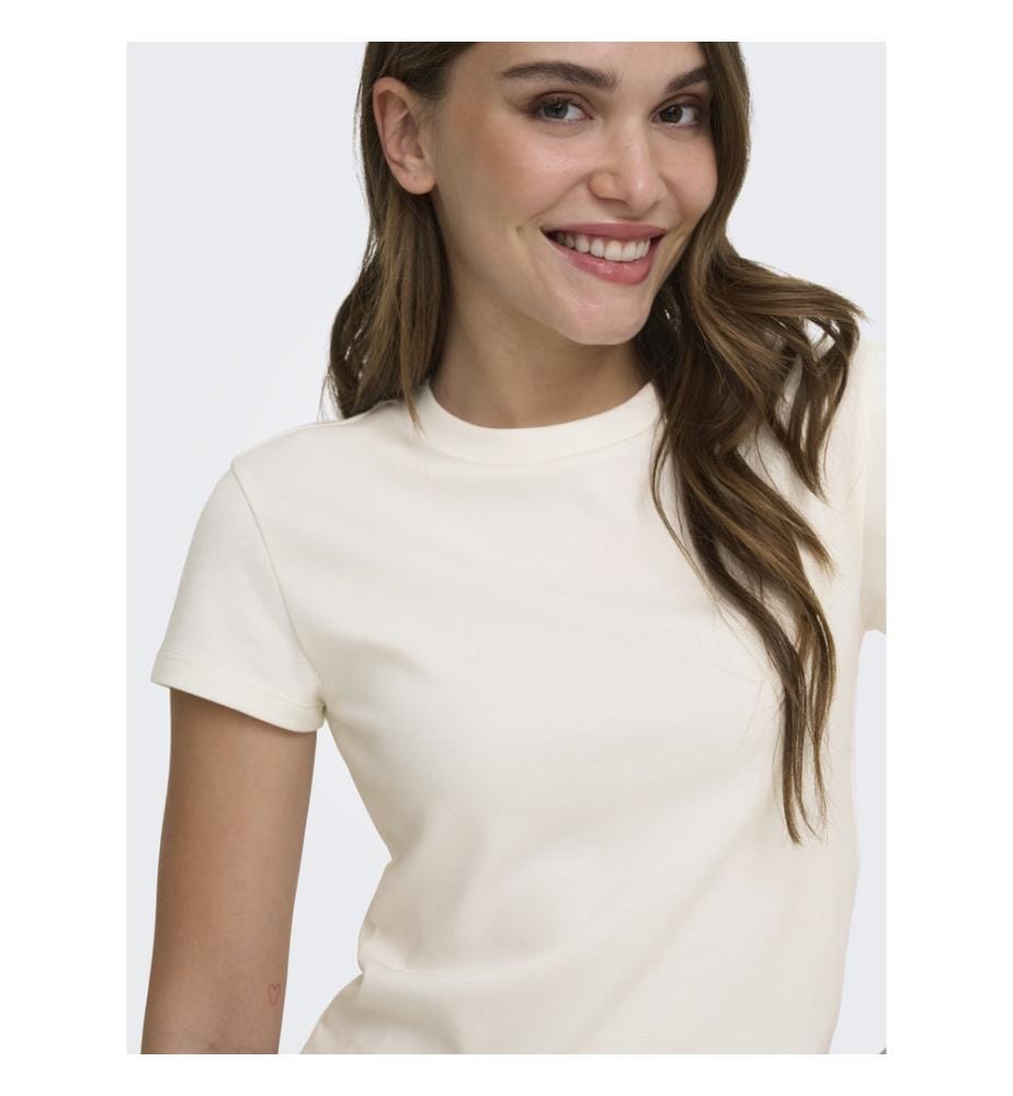 Superior T-Shirt mit kurzen Ärmeln und Rundhalsausschnitt – Weiss