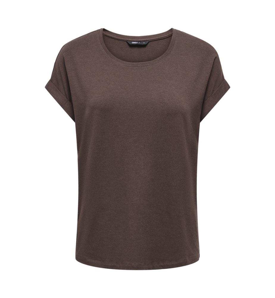 Kurzärmeliges T-Shirt aus Viskose-Mischgewebe – Dunkles Mahagoni