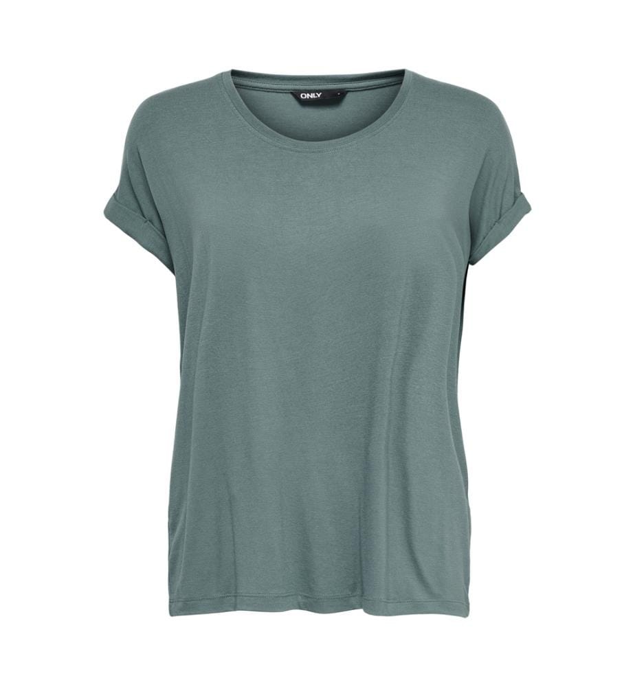 Kurzärmeliges T-Shirt aus Viskose-Mischgewebe – Atlantikblau
