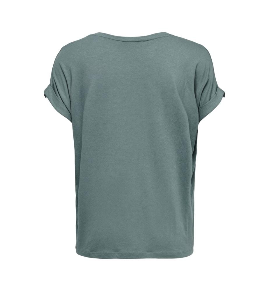 Kurzärmeliges T-Shirt aus Viskose-Mischgewebe – Atlantikblau