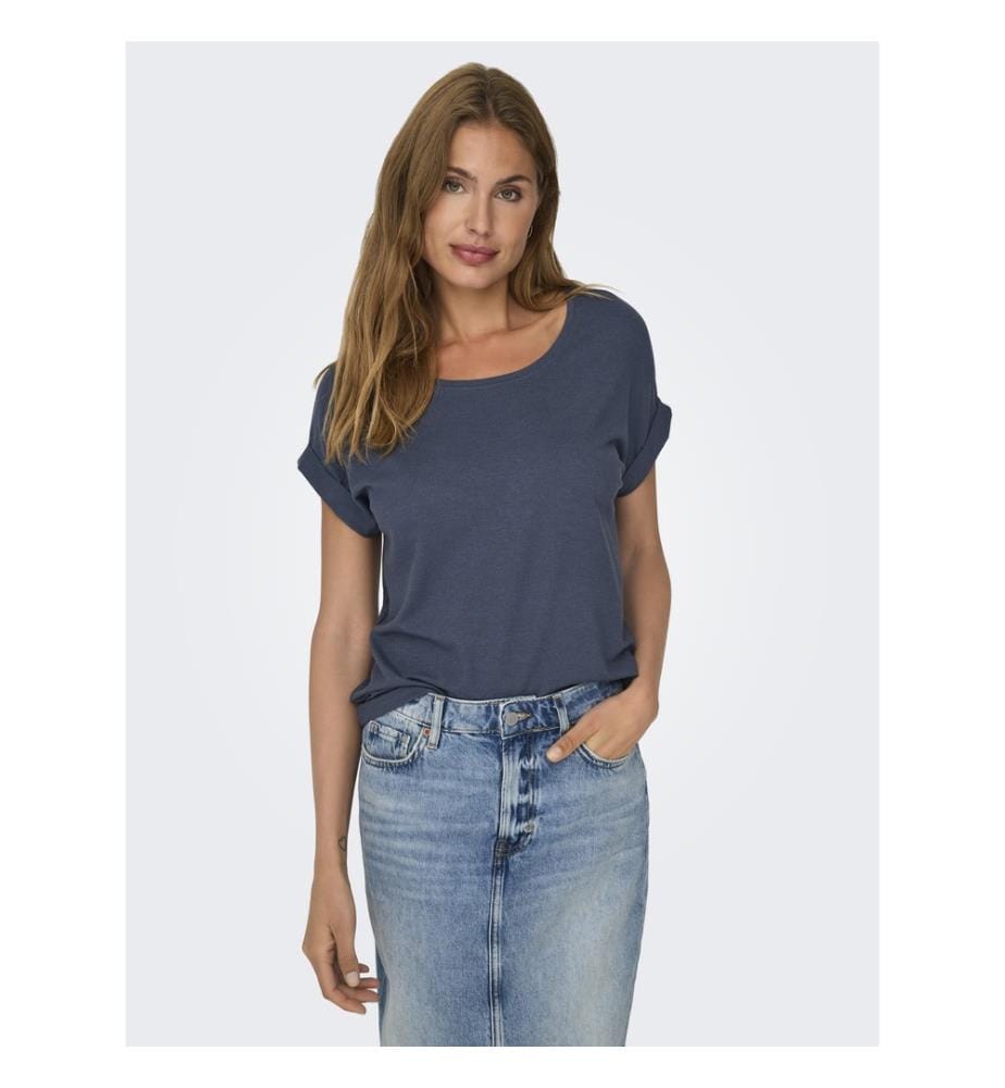 Kurzärmeliges T-Shirt aus Viskose-Mischgewebe – Blau mit Farbverlauf