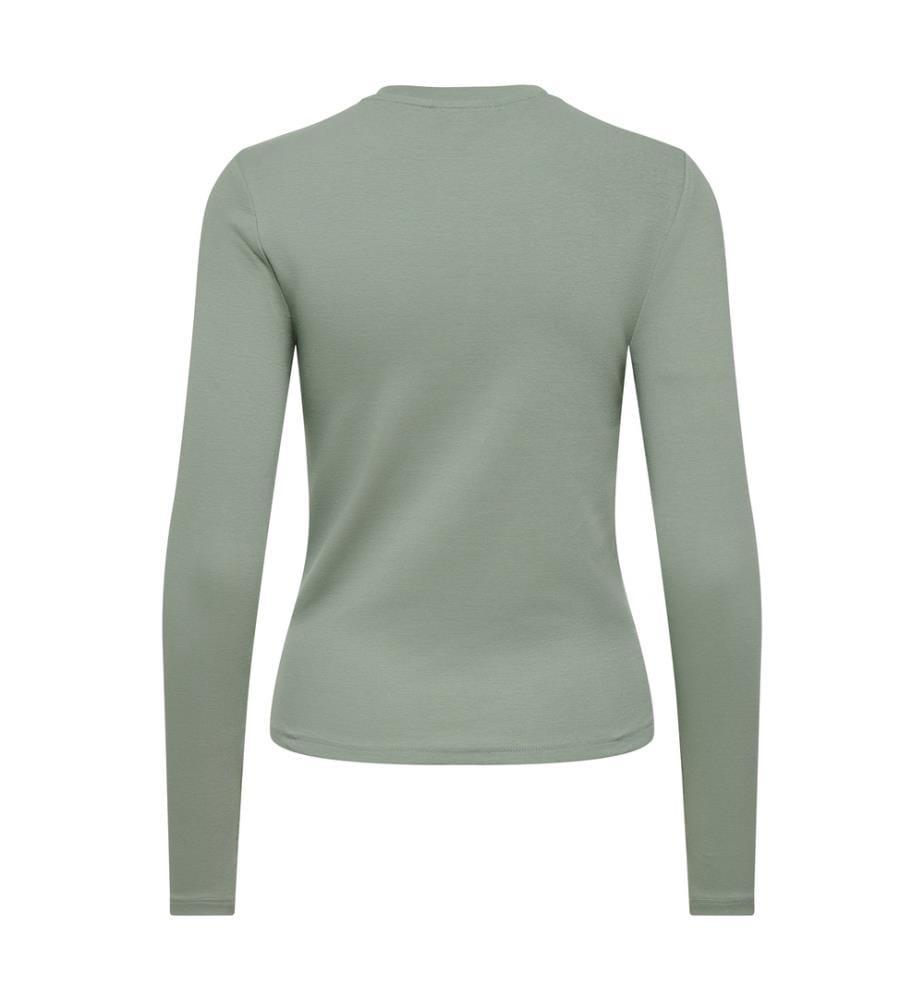 Kurzärmeliges T-Shirt aus Strick – Mittelgrün