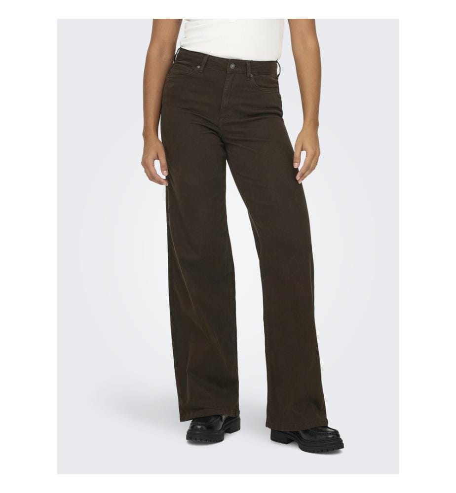 Weite Jeans mit hoher Taille - Dunkelbrauner Denim