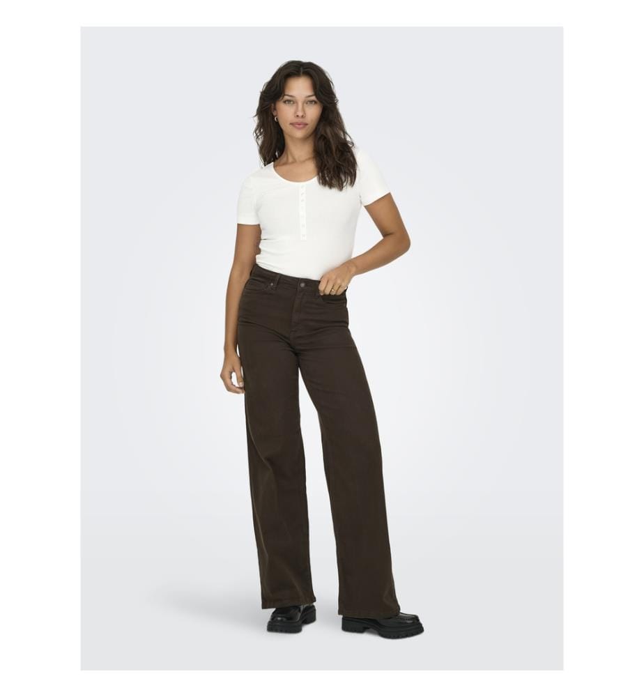 Weite Jeans mit hoher Taille - Dunkelbrauner Denim