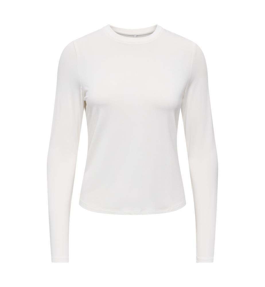 T-shirt manches longues col rond - Blanc cassé