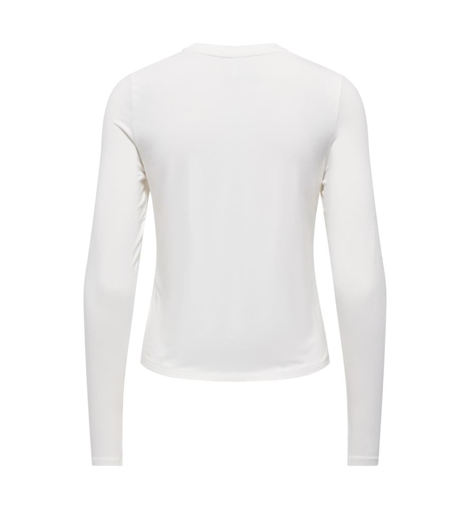 T-shirt manches longues col rond - Blanc cassé