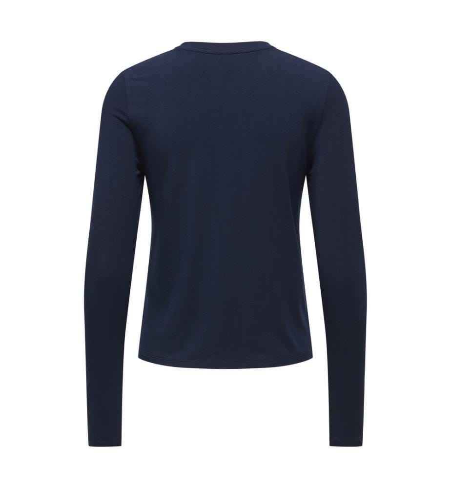 T-shirt manches longues col rond - Bleu nuit