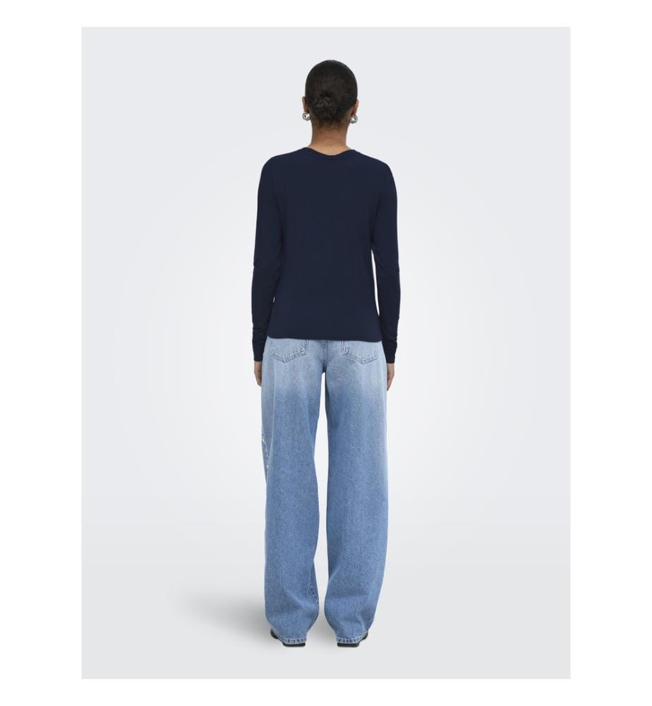 T-shirt manches longues col rond - Bleu nuit